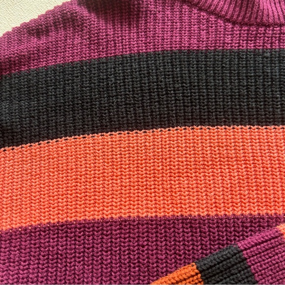 Express Women's Striped Turtleneck Sweater - Purple, Pink, Black, Brown - Picture 2 of 3